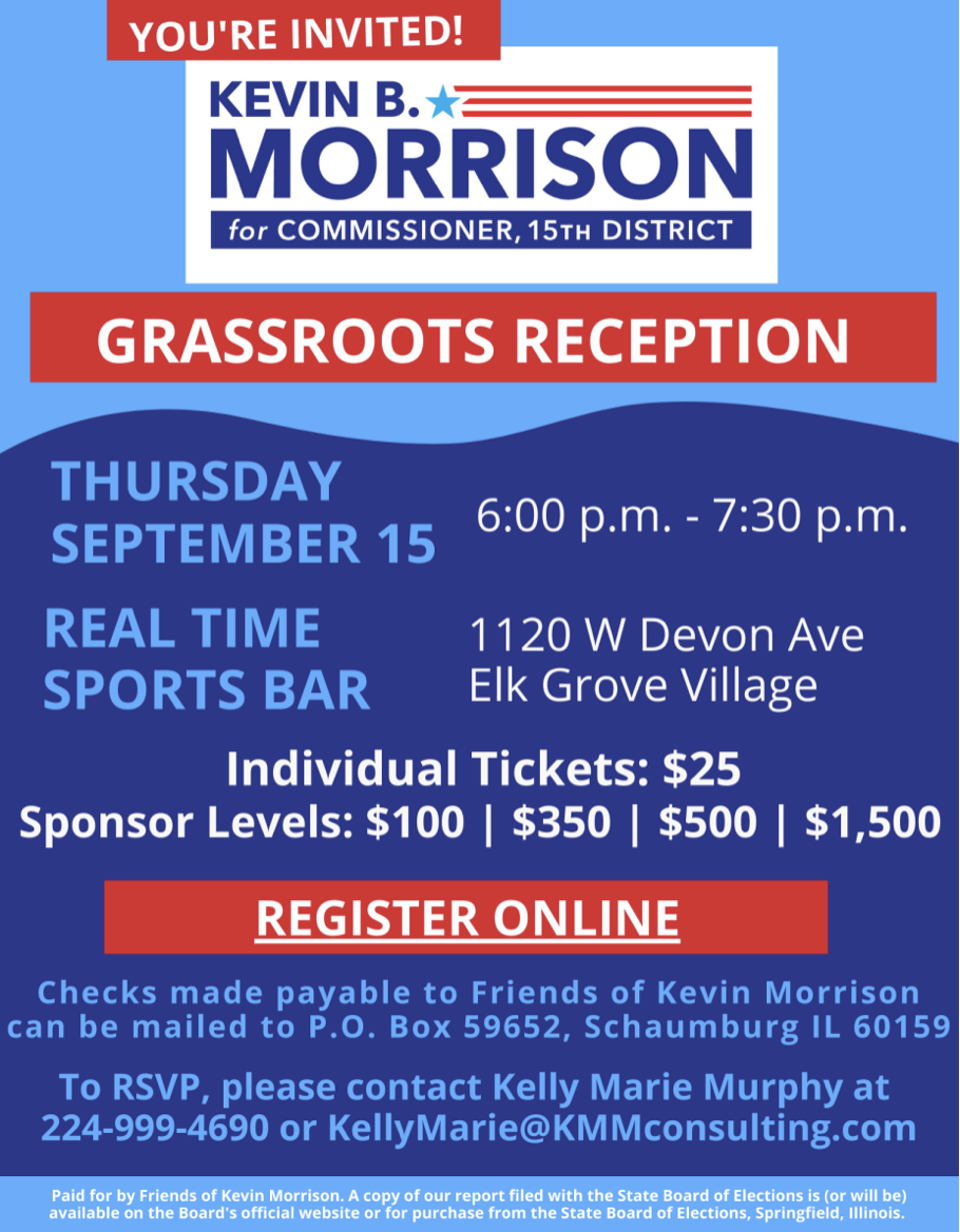 Grassroots Reception for Kevin Morrison for Commissioner, 15th District!